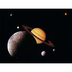 Affiche Saturne avec 6 lunes