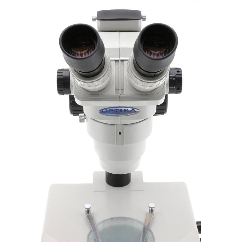Optika SZR5 binocular stereo zoom microscope, base with light, 1 light