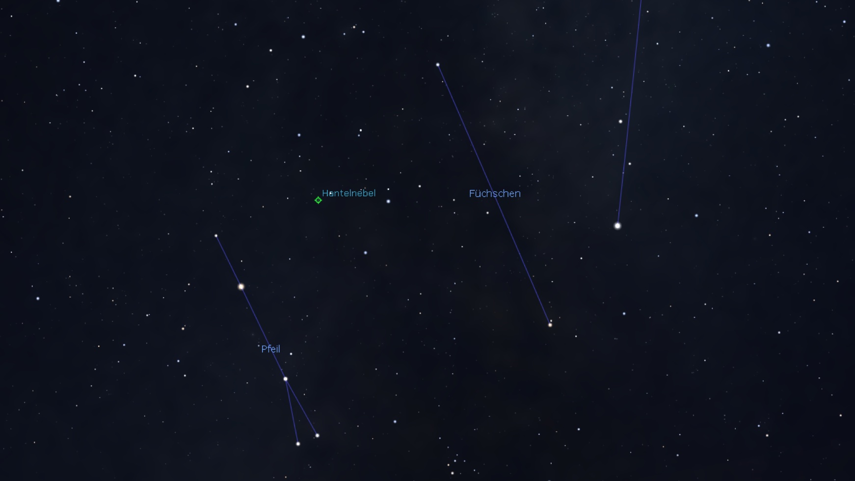 Aufsuchkarte für den Hantelnebel, Stellarium