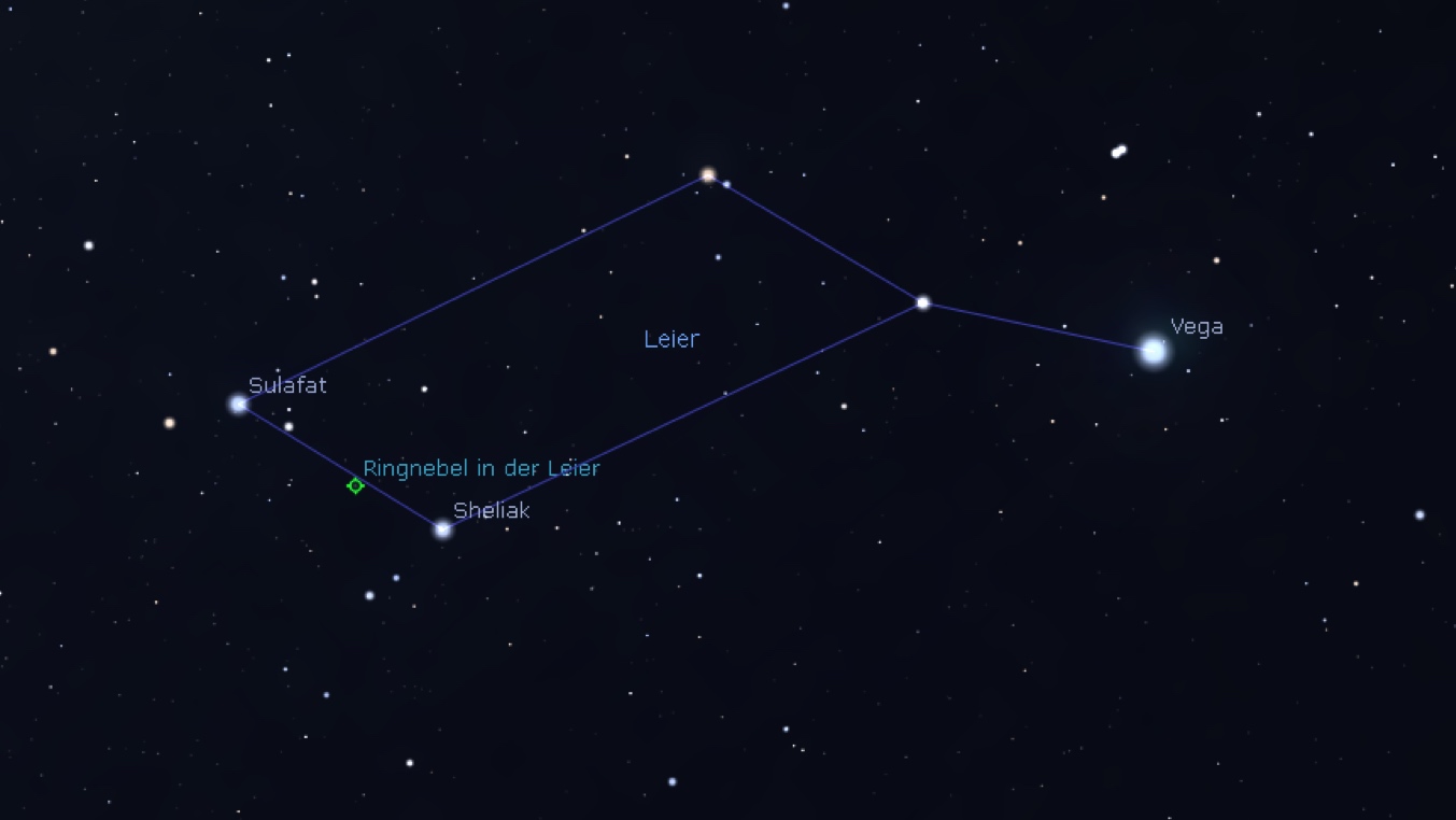 Aufsuchkarte für den Ringnebel, Stellarium