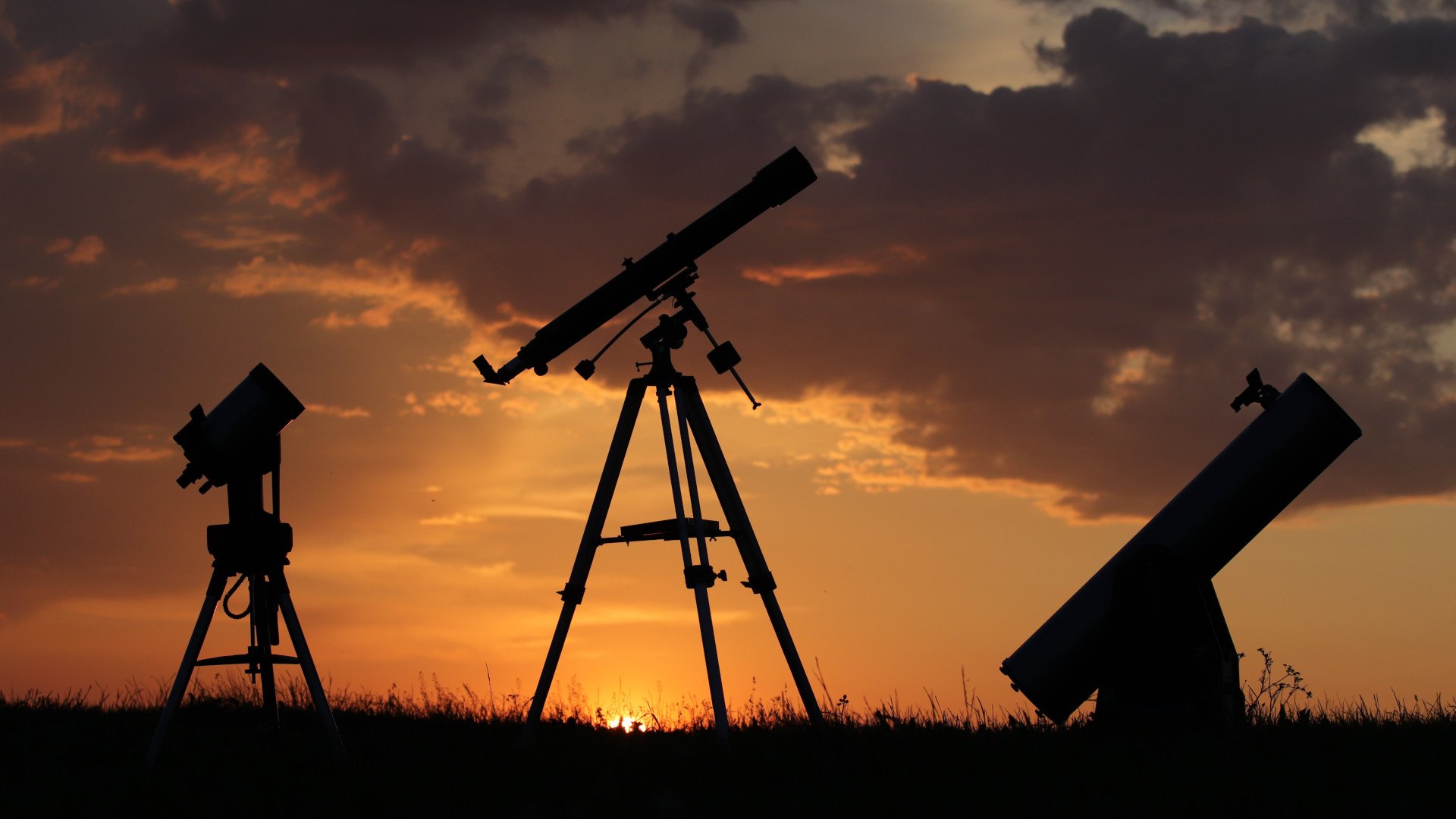 Teleskope Schatten Sonnenuntergang