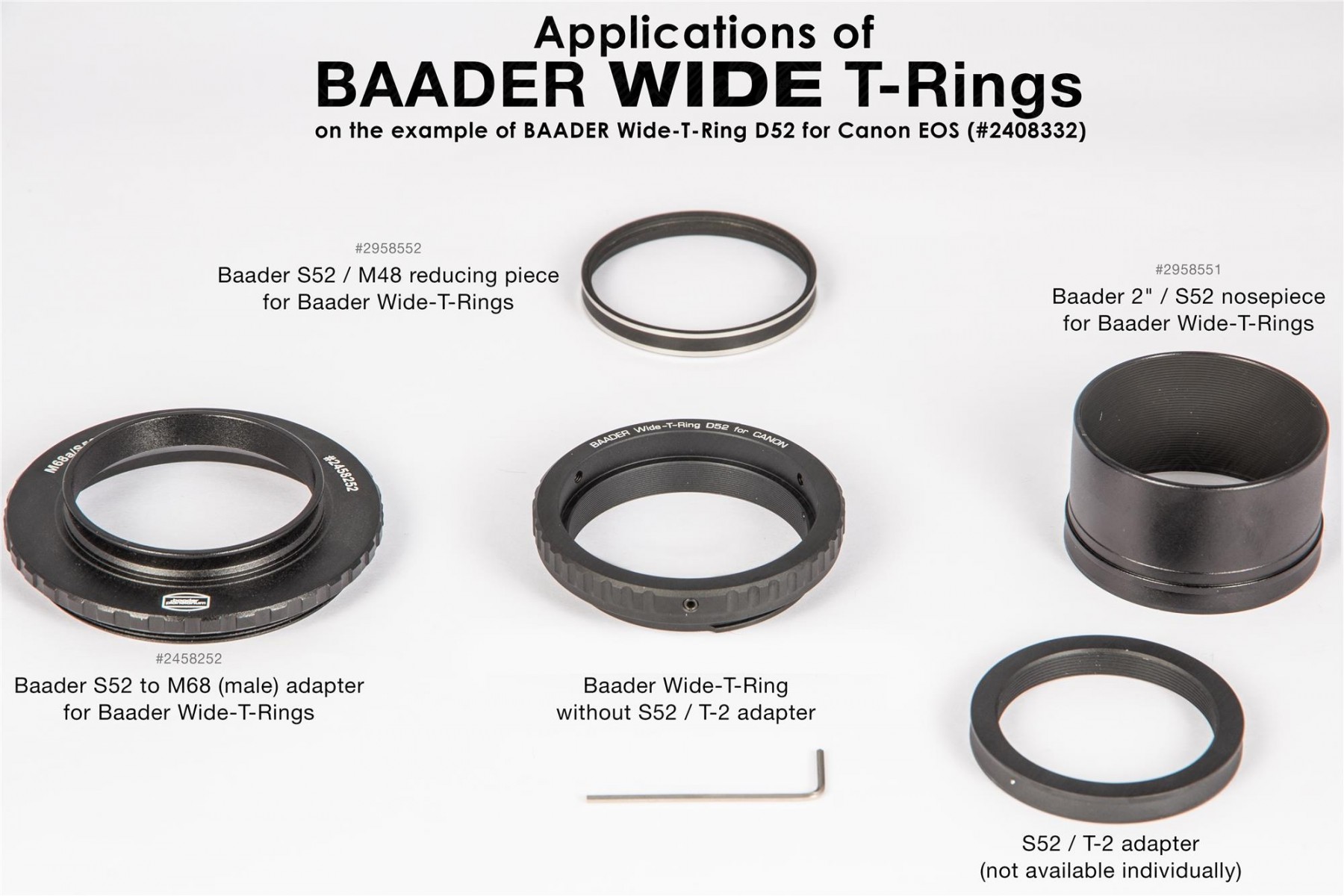 Wide-T-Ring with 2", M48 and M68 adapters