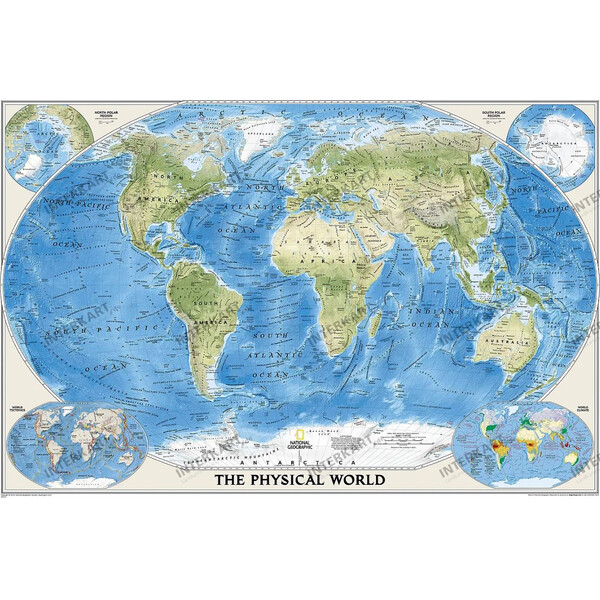 National Geographic Mappa del Mondo Planisfero fisico con mari in rilievo