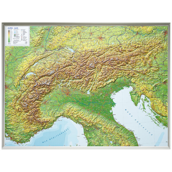 Map Of The Alps Georelief Large 3D Relief Map Of The Alps (In German)