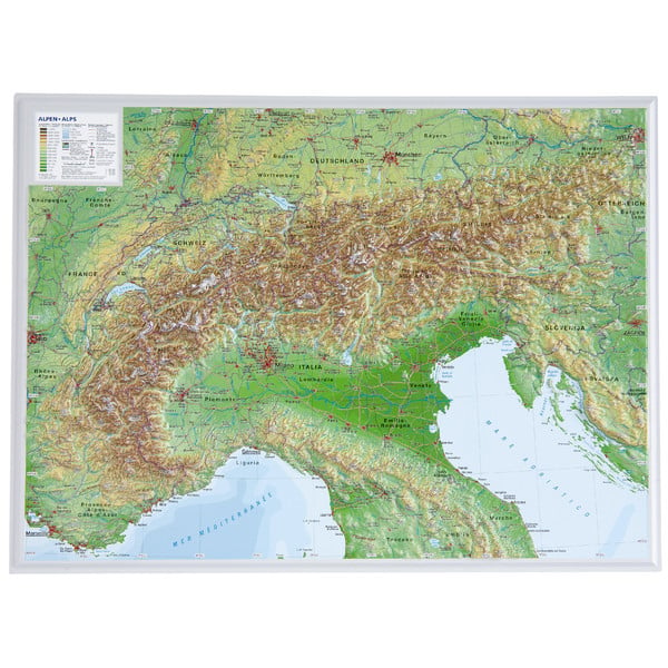 harta italiei 3d Georelief Harta in relief 3D a Alpilor, mica (in germana)