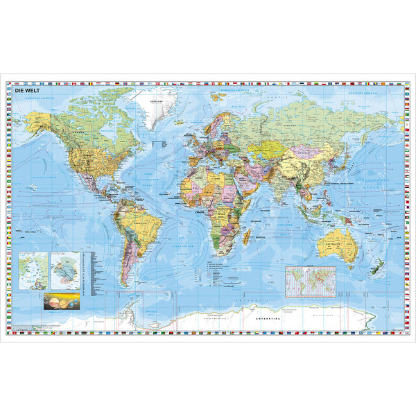 Stiefel Mappa del Mondo Planisfero – formato grande, scrivibile e lavabile – estremamente resistente, in inglese
