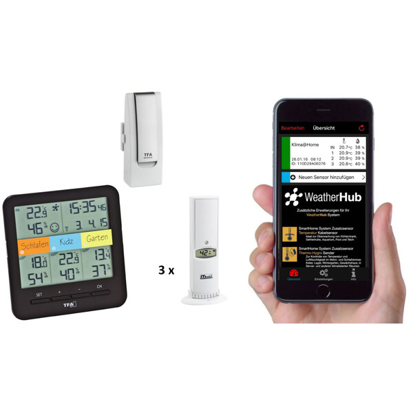 Dad microscopic Exquisite TFA Statie meteo WeatherHub Starter-Set with wireless thermo and hygro meter