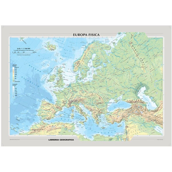 Libreria Geografica Mappa Continentale Europa fisica e politica