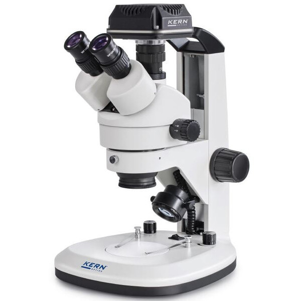 Kern Microscopio OZL 468C832, Greenough, Zahnstange, 7-45x, 10x/20, Auf-Durchlicht, 3W LED, Kamera 5MP, USB 3.0