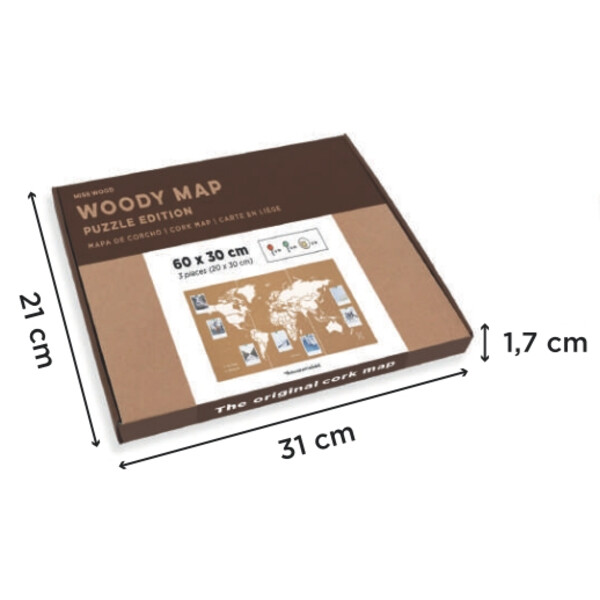 Miss Wood Mappa del Mondo Puzzle Map M - White