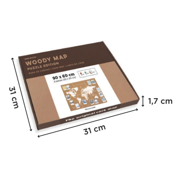 Miss Wood Mappa del Mondo Puzzle Map XL - White
