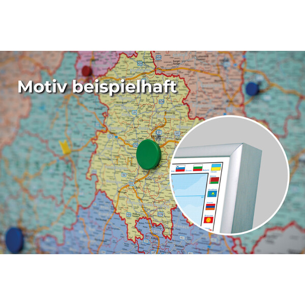 Stiefel Mapa kontynentów Afrika politisch mit PLZ auf Platte zum Pinnen und magnethaftend