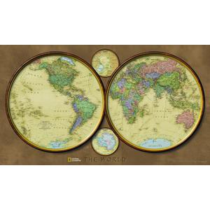 National Geographic Mapamundi Mapa de exploradores - Los hemisferios