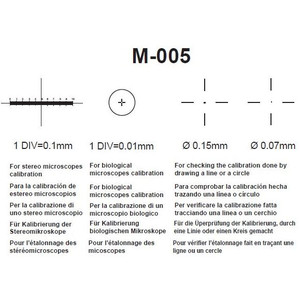Optika M-005, obiettivo con portaoggetto micrometrico, Range 1 mm, Suddivisioni 0.01mm, 26x76 mm