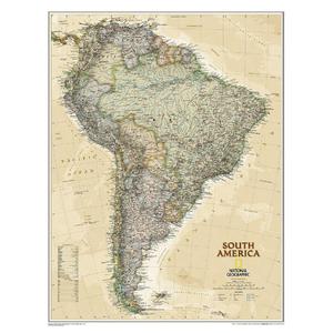 National Geographic mapa estilo antigo da América do Sul