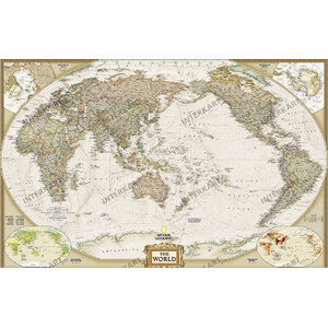 National Geographic Mapamundi Mapa del mundo, de diseño de antiguedad, grande
