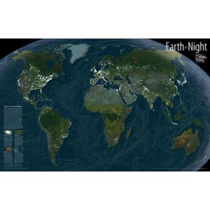 National Geographic Wereldkaart Earth at Night - wandkaart, gelamineerd (Engels)