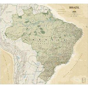 National Geographic Mapa estilo antigo do Brasil, laminado