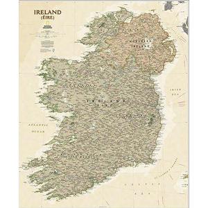 National Geographic antique map of Ireland, laminated