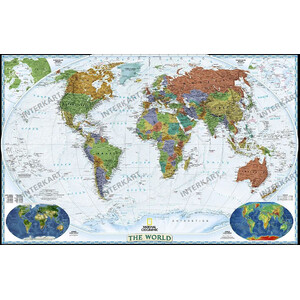 National Geographic Decoratieve wereldkaart, groot, politiek (Engels)