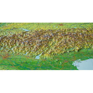 Georelief Alpenbogen groß, 3D Reliefkarte
