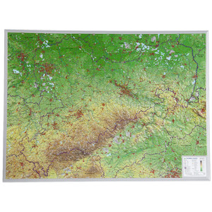 Georelief Regional-Karte Sachsen groß, 3D Reliefkarte