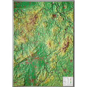 Georelief Regional-Karte Hessen groß, 3D Reliefkarte