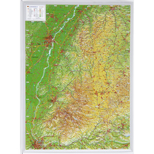 Georelief Regional-Karte Schwarzwald klein, 3D Reliefkarte
