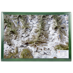 Georelief Regional-Karte Matterhornregion mit Holzrahmen