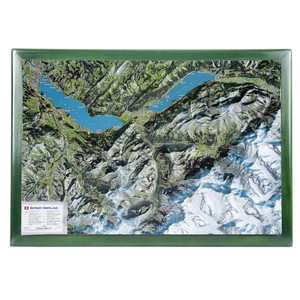 Georelief Regional-Karte Berner Oberland mit Holzrahmen
