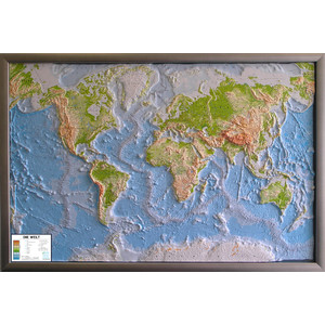 geo-institut Weltkarte Reliefkarte Welt Silver line physisch