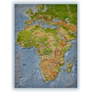 geo-institut Weltkarte Reliefkarte Welt Silver line physisch Englisch