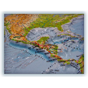 geo-institut Weltkarte Reliefkarte Welt Silver line physisch Englisch