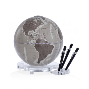 Zoffoli Globo desk globe Balance warm grey with pen holder 22cm