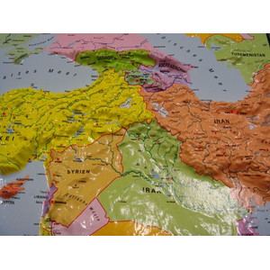 geo-institut Weltkarte Reliefkarte Welt Silver line politisch