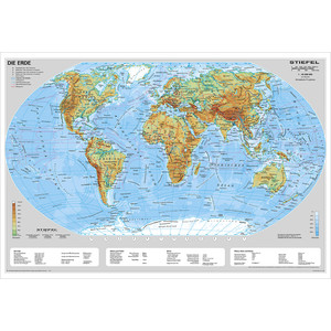 Stiefel Weltkarte Erde physisch (95 x 62 cm)