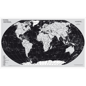 Stiefel Mapamundi Mapa físico del mundo, edición plateada con guías metálicas