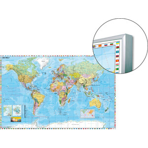 Stiefel Mapa mundial World map on board, for pinning to, also magnetic
