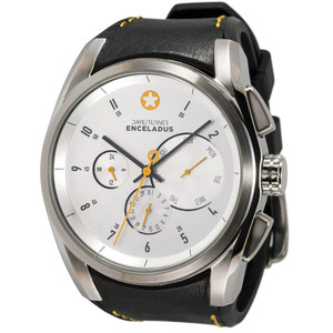 DayeTurner Clock ENCELADUS men's analogue watch, silver - black leather strap