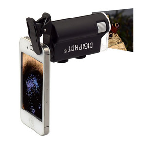 DIGIPHOT Handmikroskop PM-6001 Taschen-Mikroskop, Smartphone-Clip, 60x-100x