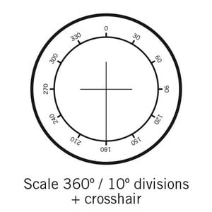 Motic Strichplatte Winkelmesser 360°, Abstufung 30° und Fadenkreuz, (Ø25mm)