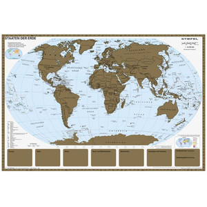 Artefact Maand Inefficiënt Stiefel wereldkaart, kraskaart, landen van de wereld, met metalen lijst