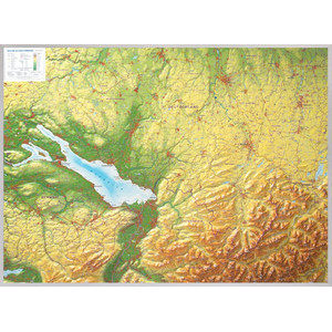 Georelief Allgäu Bodensee groß mit Aluminiumrahmen, 3D Reliefkarte