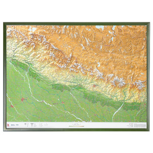 Georelief Nepal groß 3D mit Holzrahmen