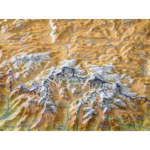 Georelief Nepal groß 3D mit Holzrahmen