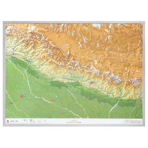 Georelief Nepal groß 3D mit Aluminiumrahmen
