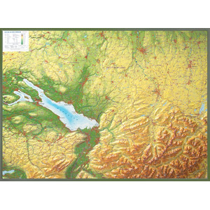 Georelief Allgäu Bodensee groß mit Holzrahmen, 3D Reliefkarte