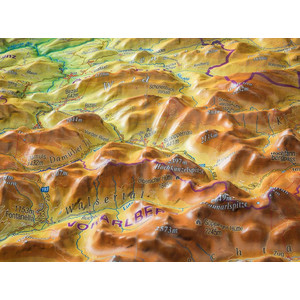 Georelief Allgäu Bodensee groß mit Holzrahmen, 3D Reliefkarte