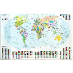 Idena Landkarte Schreibtischunterlage Weltkarte mit Einstecktaschen