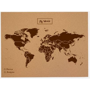 Miss Wood Mappa del Mondo Woody Map Natural Cork L brown